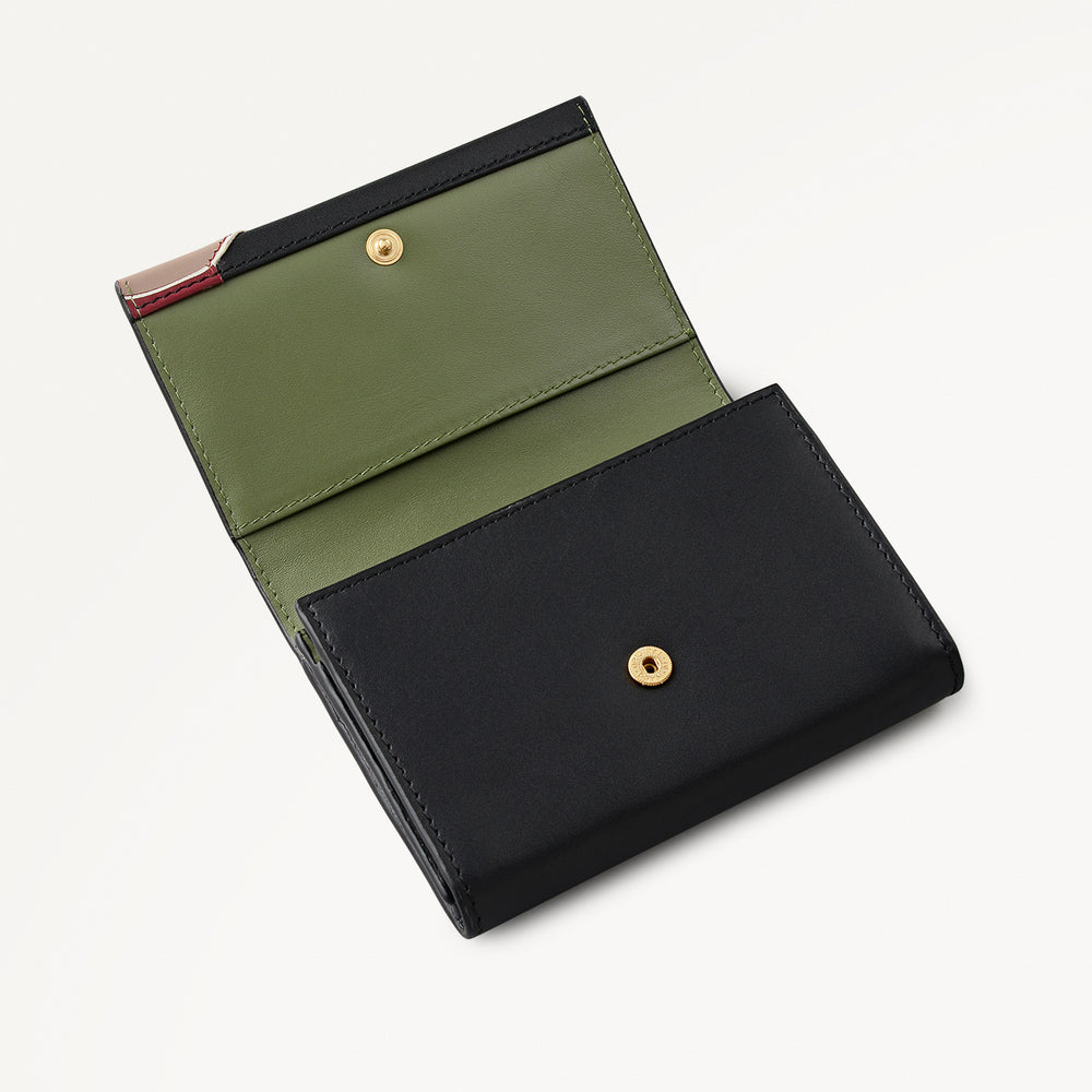 Fleeting Fox Leather Medium Flapover Wallet in Black - 112797