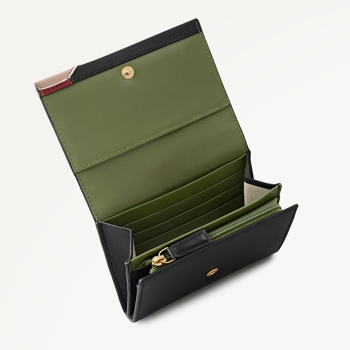 Fleeting Fox Leather Medium Flapover Wallet in Black - 112797