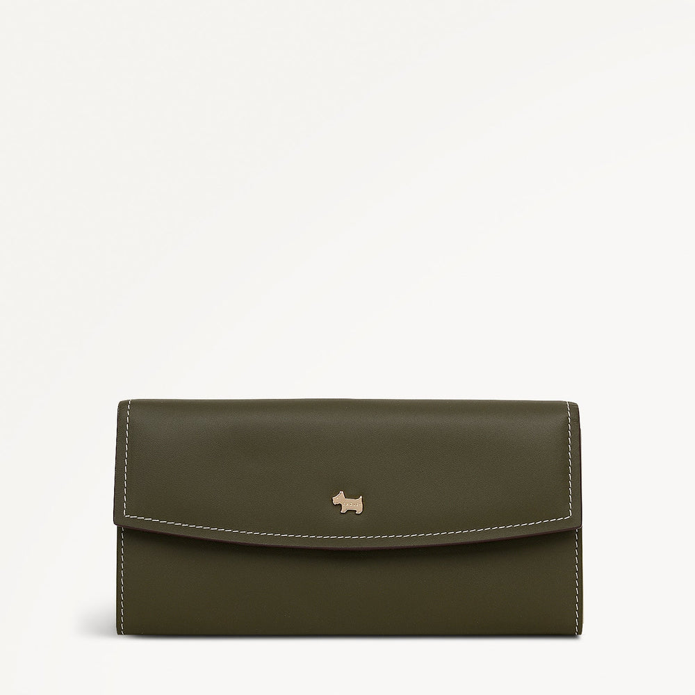 Liverpool Gardens Leather Large Flapover Wallet in Pine Needle - 112801