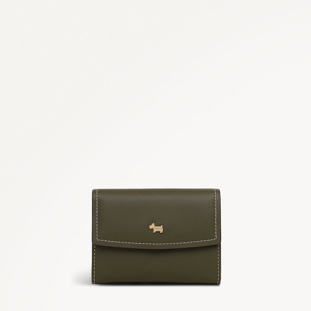 Liverpool Gardens Leather Medium Flapover Wallet in Pine Needle - 112803