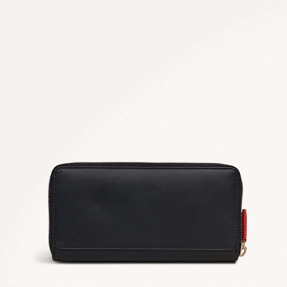 Christmas Is Calling Leather Large Zip Around Wallet in Black - 112810