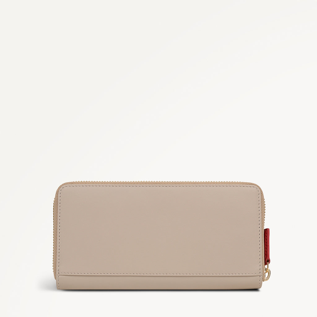 Christmas Is Calling Leather Large Zip Around Wallet in Porcini - 112811