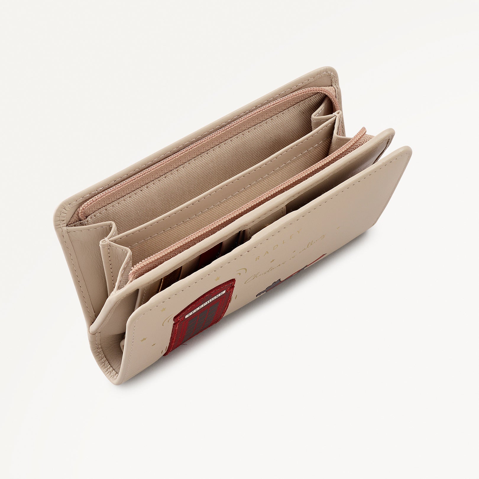 Christmas Is Calling Leather Medium Bifold Wallet in Porcini - 112813