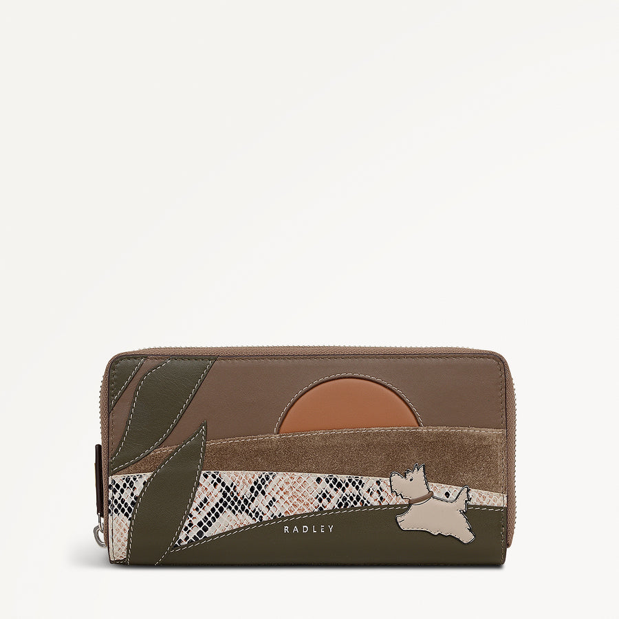 Over The Hills Large Zip Around Wallet in Coffee - 112814