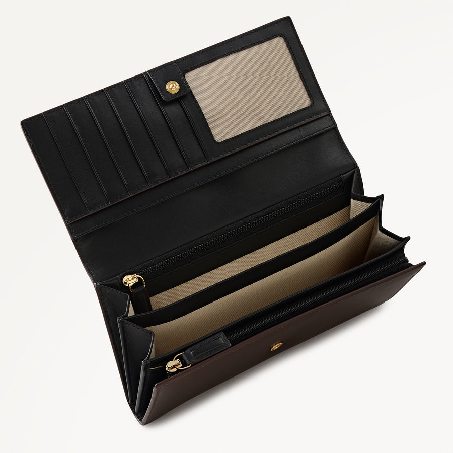 Heritage Radley - Protect Leather Extra Large Flapover Wallet in Dark Oak - 112819