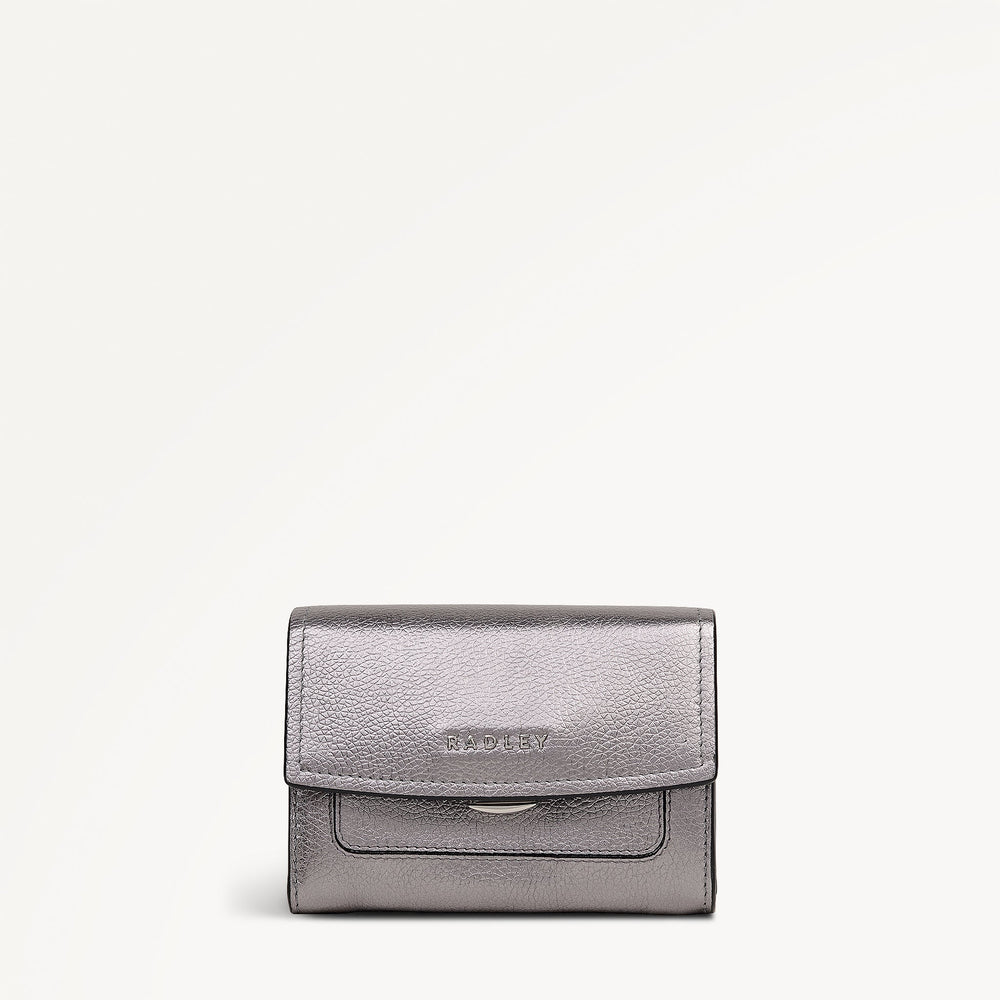 Albert Road Leather Medium Flapover Wallet in Gun Metal - 112841