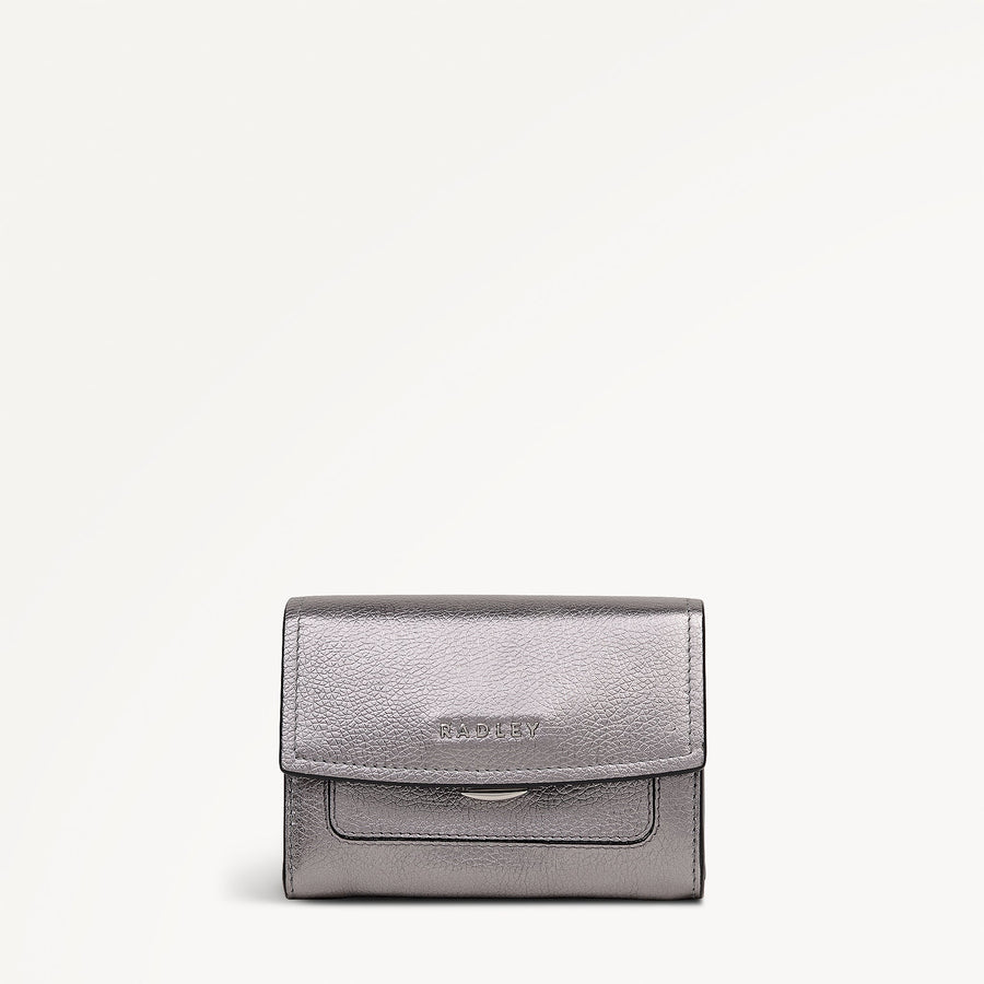 Albert Road Leather Medium Flapover Wallet in Gun Metal - 112841