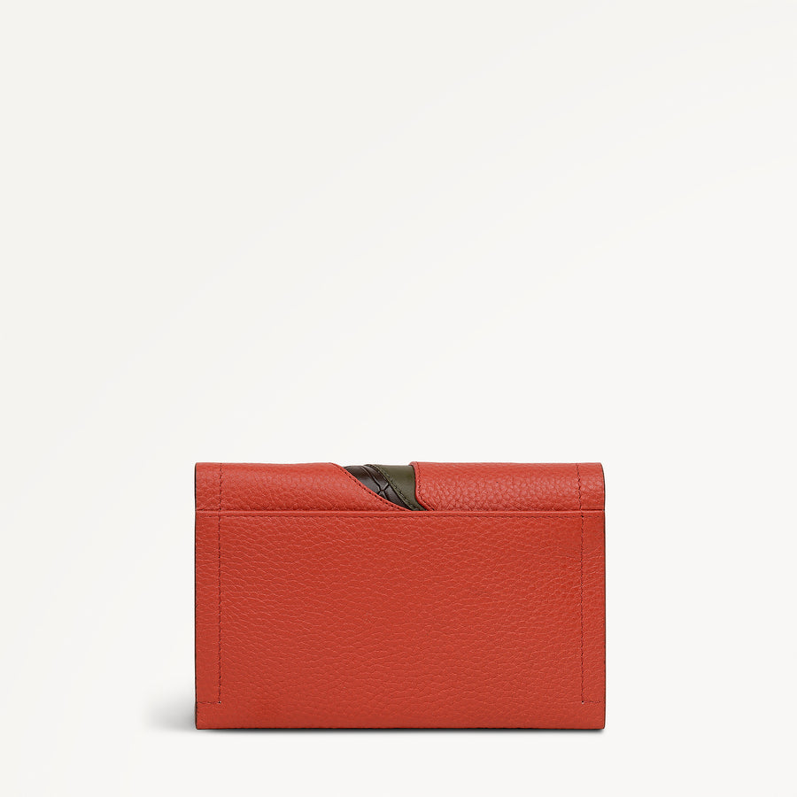 Nature Blooms Leather Medium Flapover Wallet in Flame - 112849