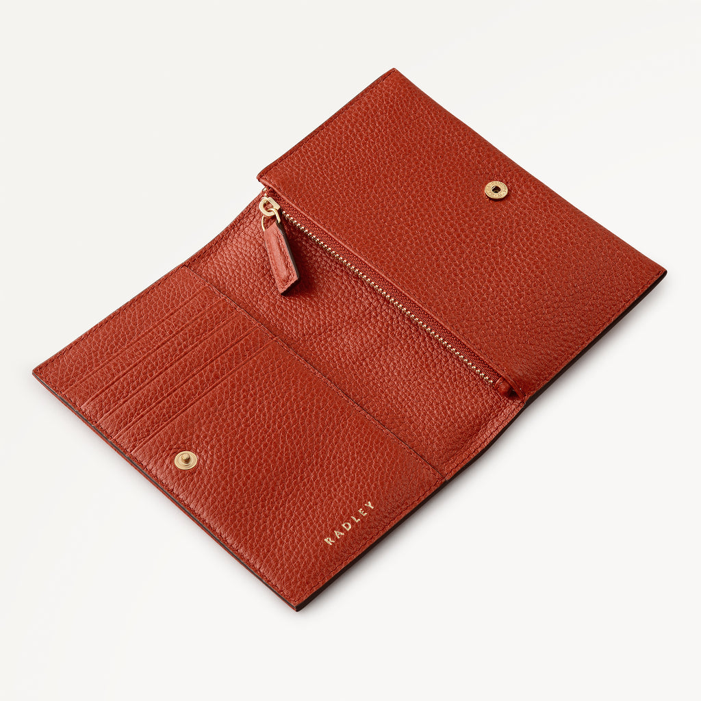 Nature Blooms Leather Medium Flapover Wallet in Flame - 112849