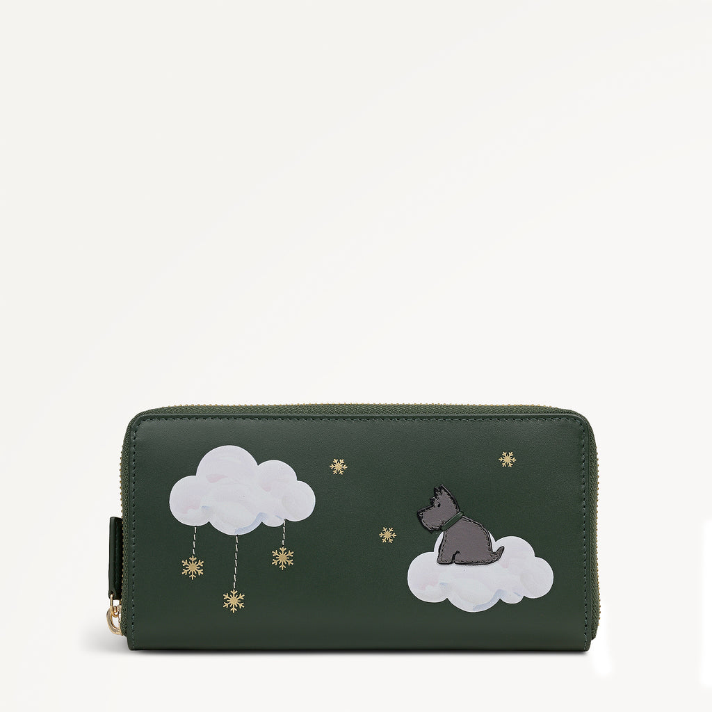 It's Written In The Snowflakes Leather Large Zip Around Wallet in Racing Green - 112855