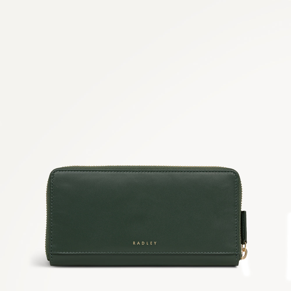 It's Written In The Snowflakes Leather Large Zip Around Wallet in Racing Green - 112855