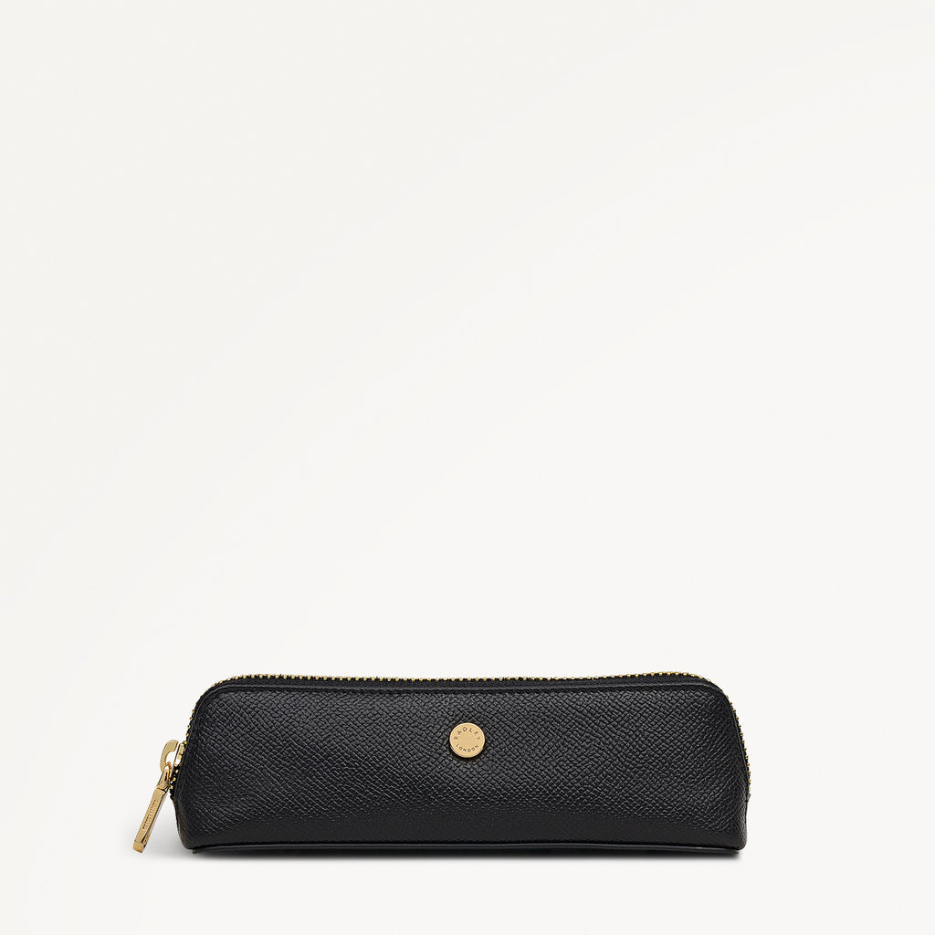 Halcomb Place Leather Small Boxed Pencil Case in Black - 112867