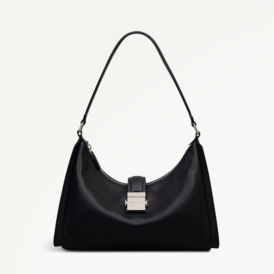 Sloane Mews Leather Medium Ziptop Shoulder Bag in Black - 112877