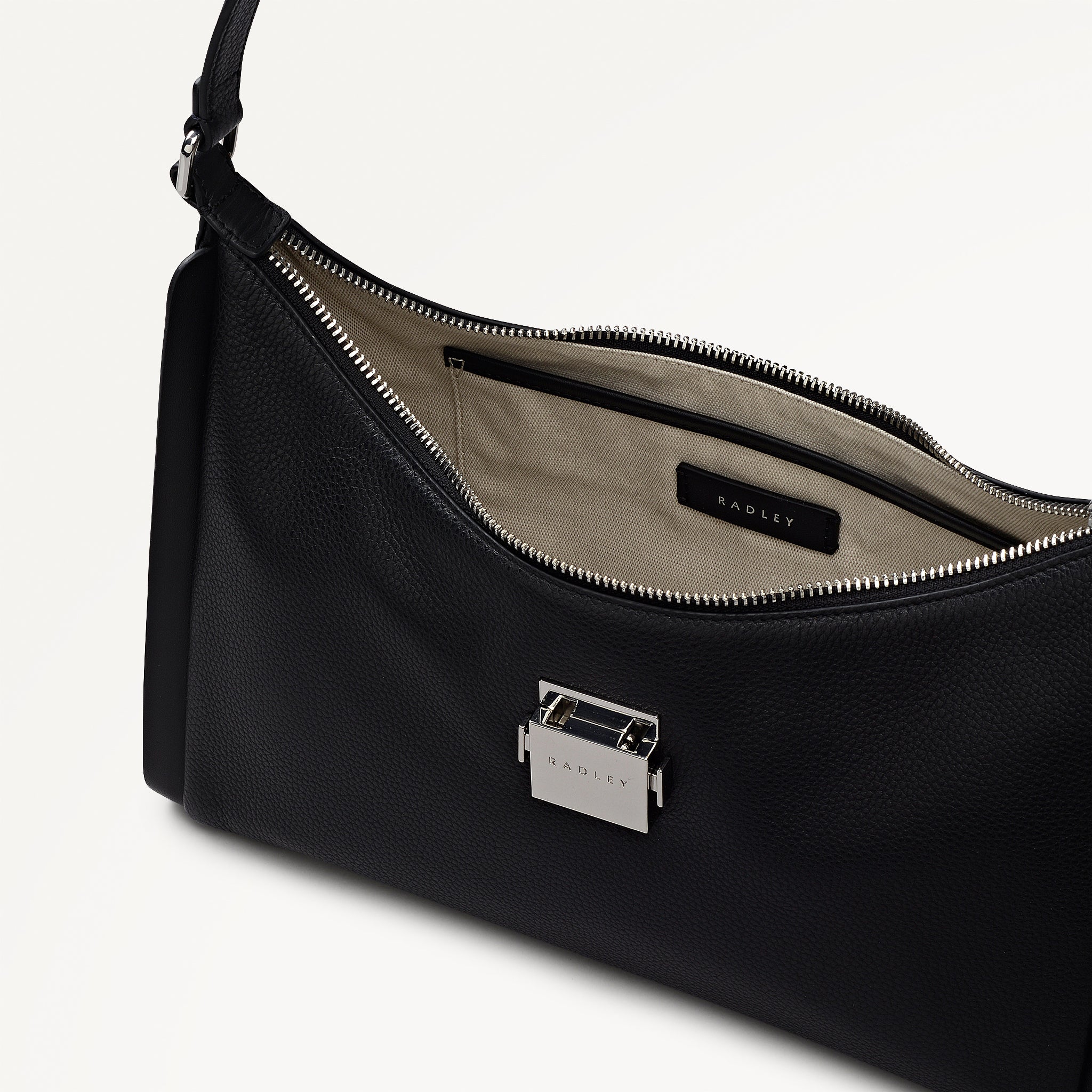 Sloane Mews Leather Medium Ziptop Shoulder Bag in Black - 112877