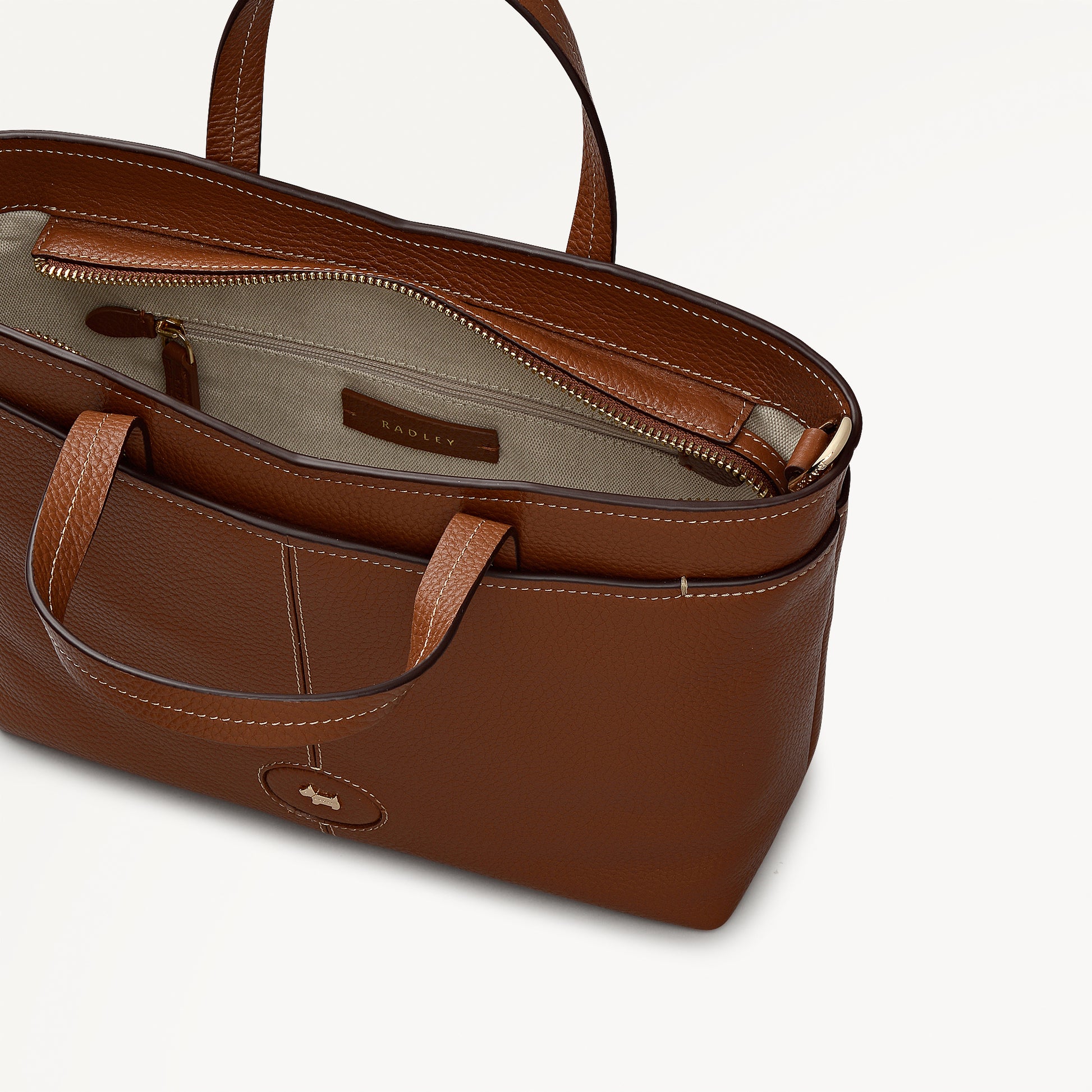 Maldon Mews Medium Ziptop Satchel Cognac - 112922