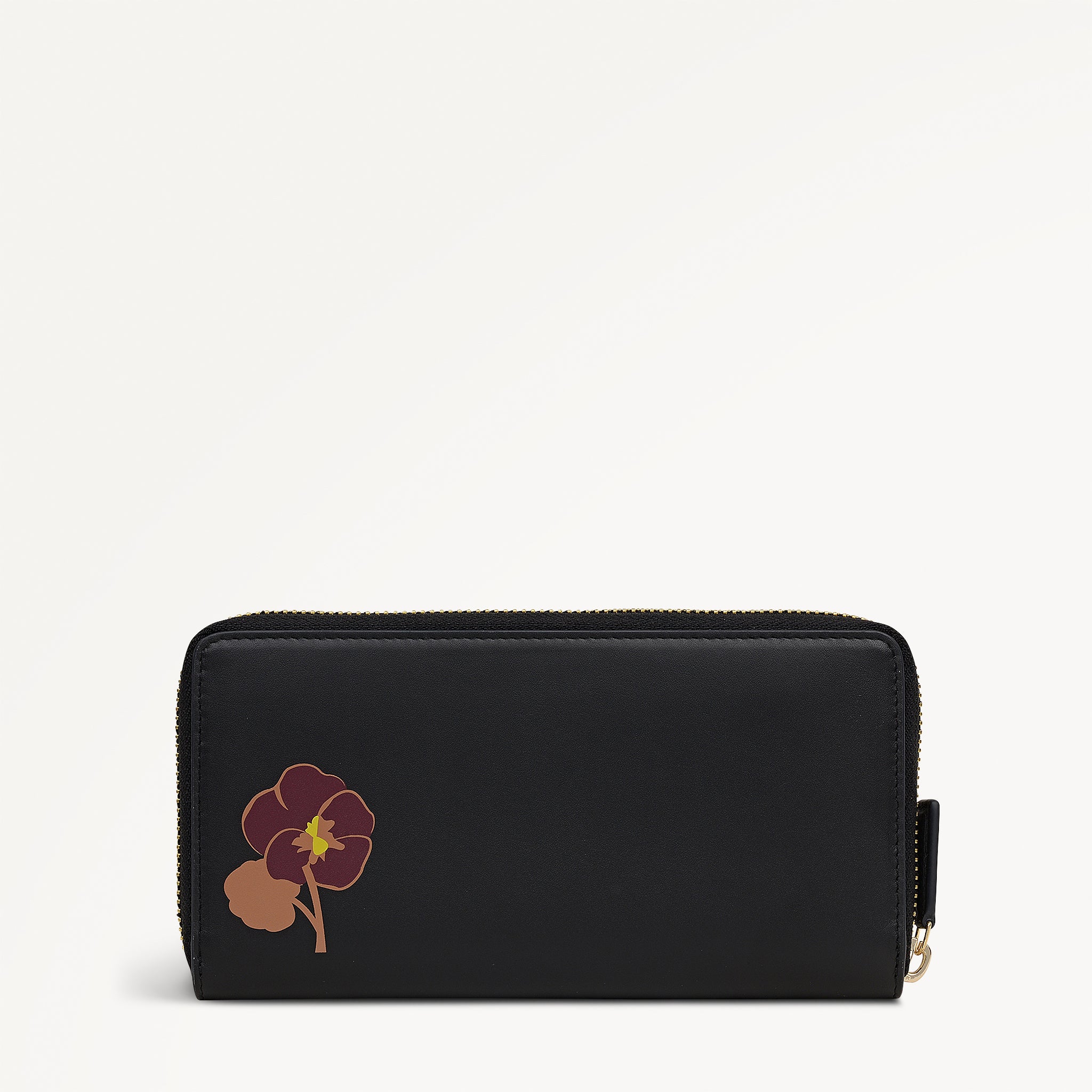 セミロングウォレット　ブラックフラワー Midnight Wanderer Large Zip Around Wallet Black - 112990