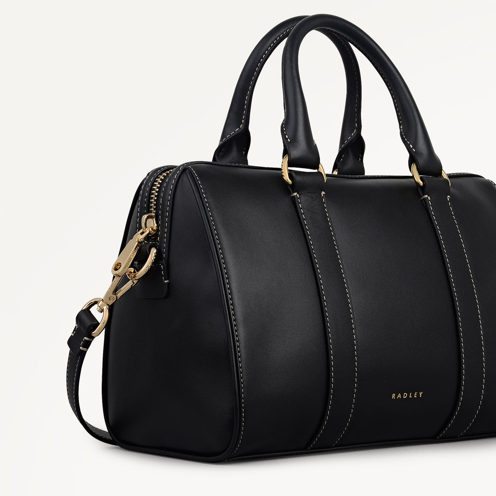 Noble Alley Medium Ziptop Satchel Black - 113006