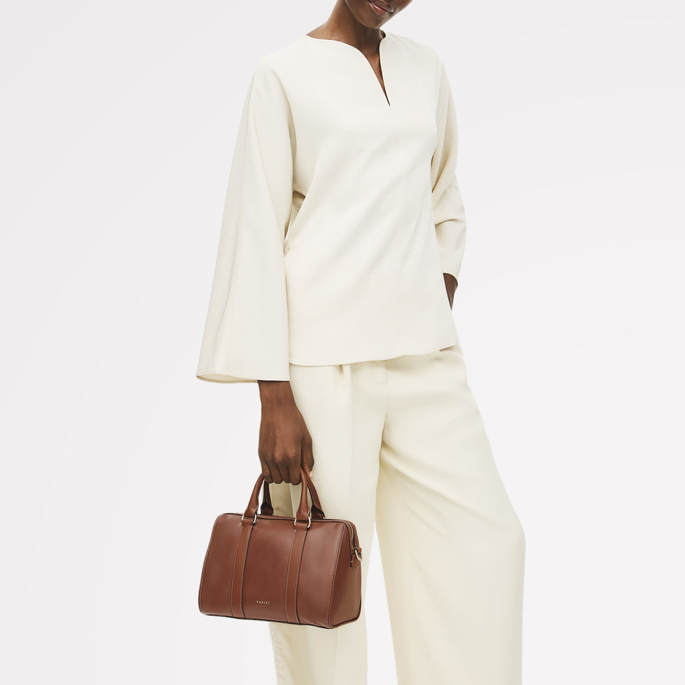 Noble Alley Medium Ziptop Satchel Cognac - 113009