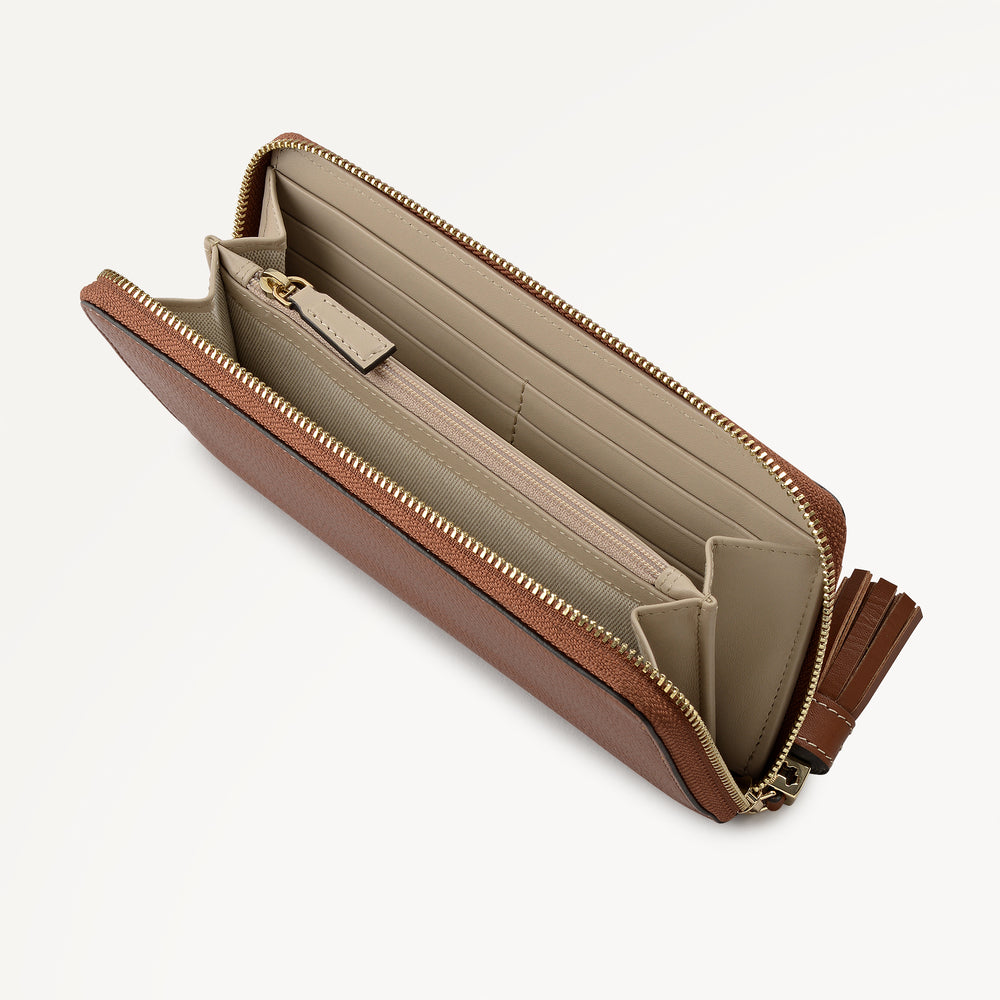 Noble Alley Large Zip Around Wallet Cognac - 113017