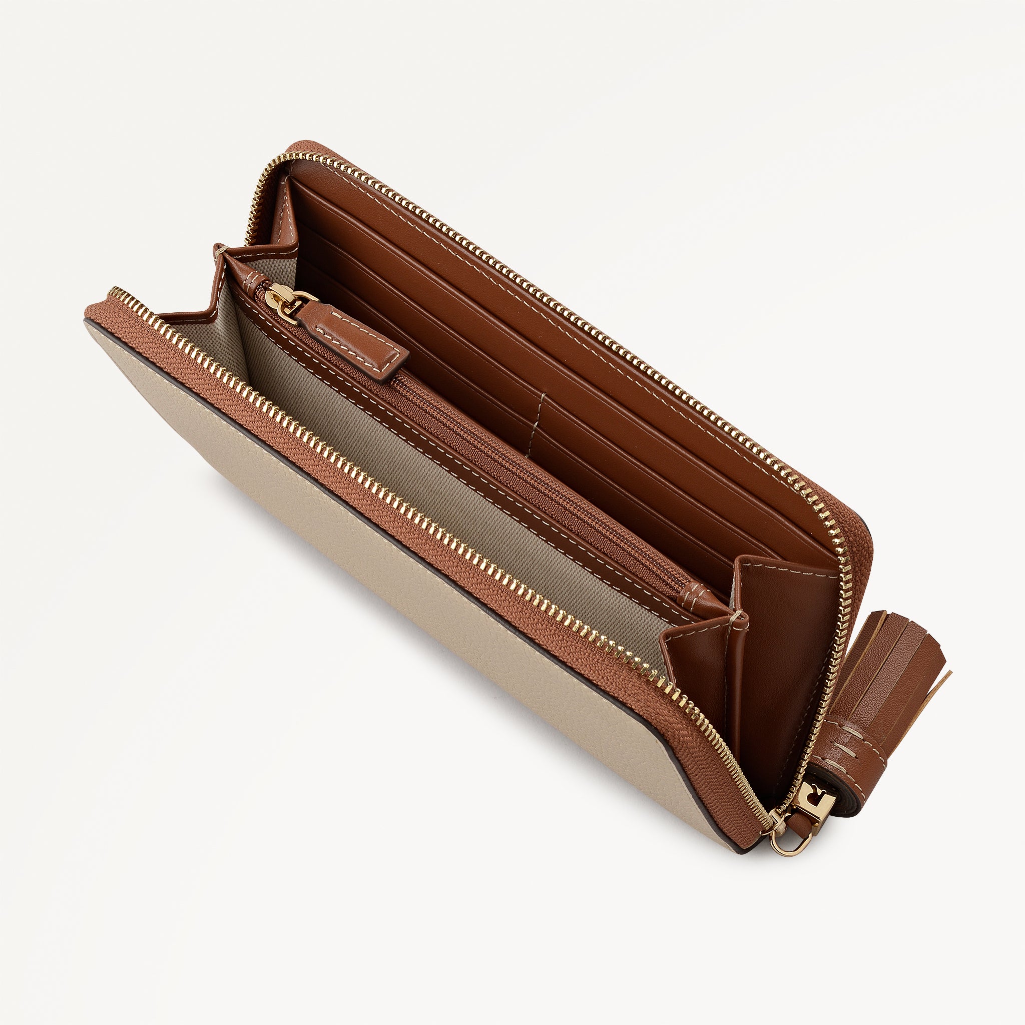 Noble Alley - Colourblock Large Zip Around Wallet Porcini - 113022