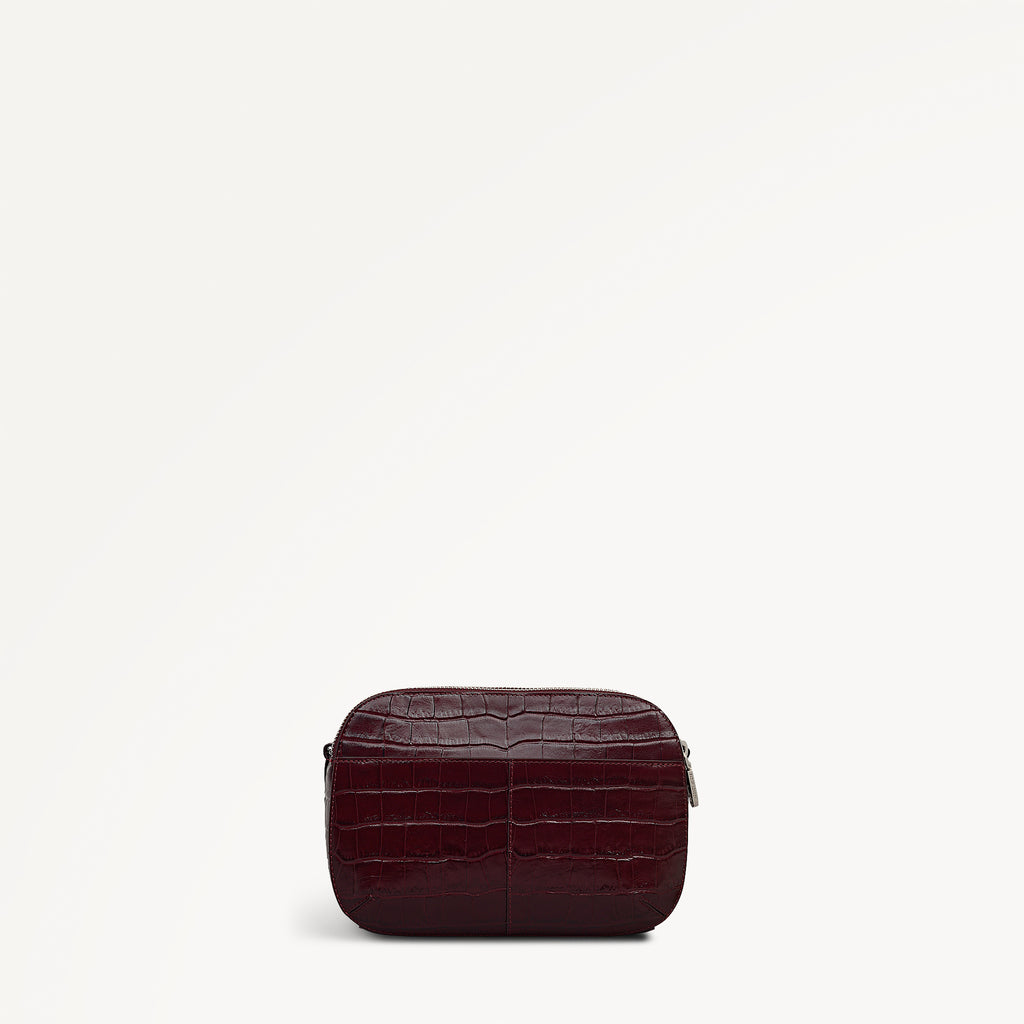 Dukes Place - Faux Croc Medium Ziptop Cross Body Dark Cherry - 113024