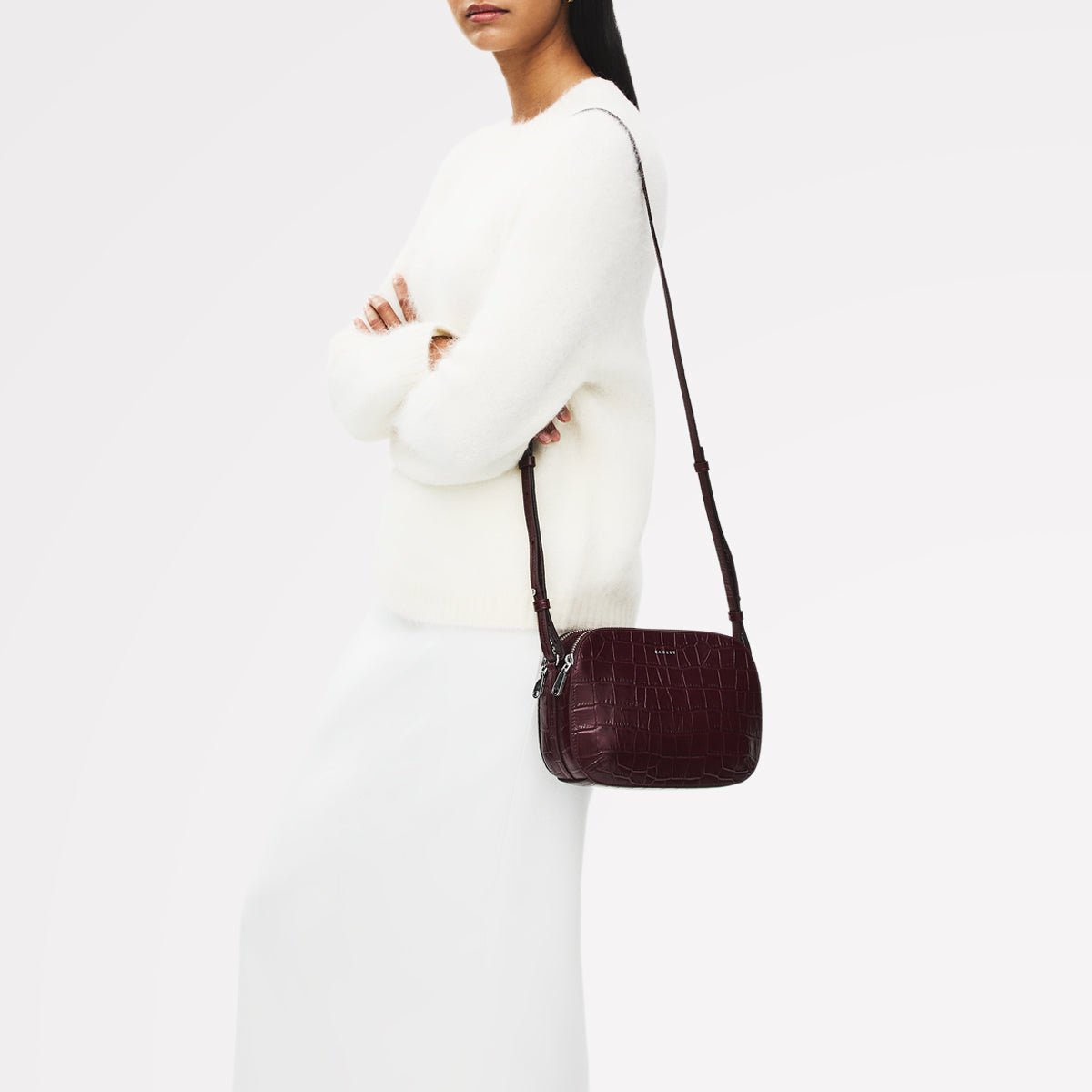 Dark Cherry Medium Ziptop Cross Body Bag | Dukes Place SS26