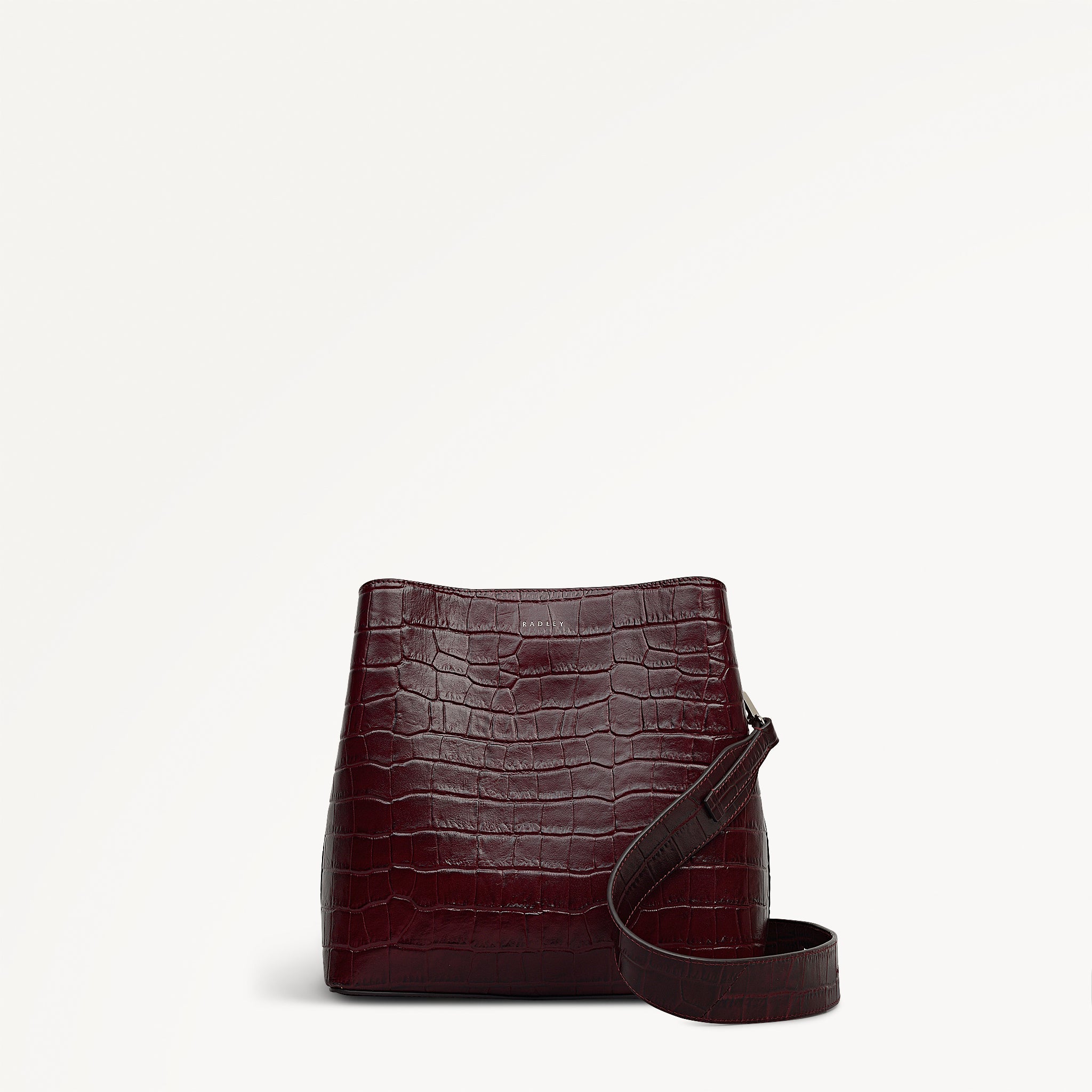 Dukes Place - Faux Croc Medium Compartment Cross Body Dark Cherry - 113025