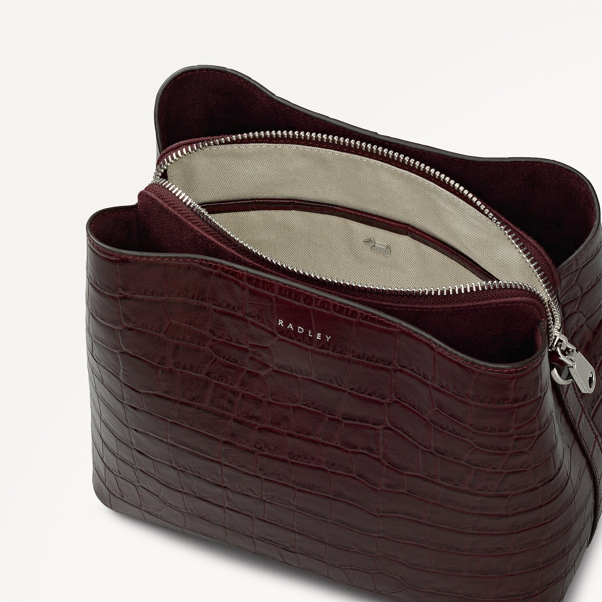 Dukes Place - Faux Croc Medium Compartment Cross Body Dark Cherry - 113025