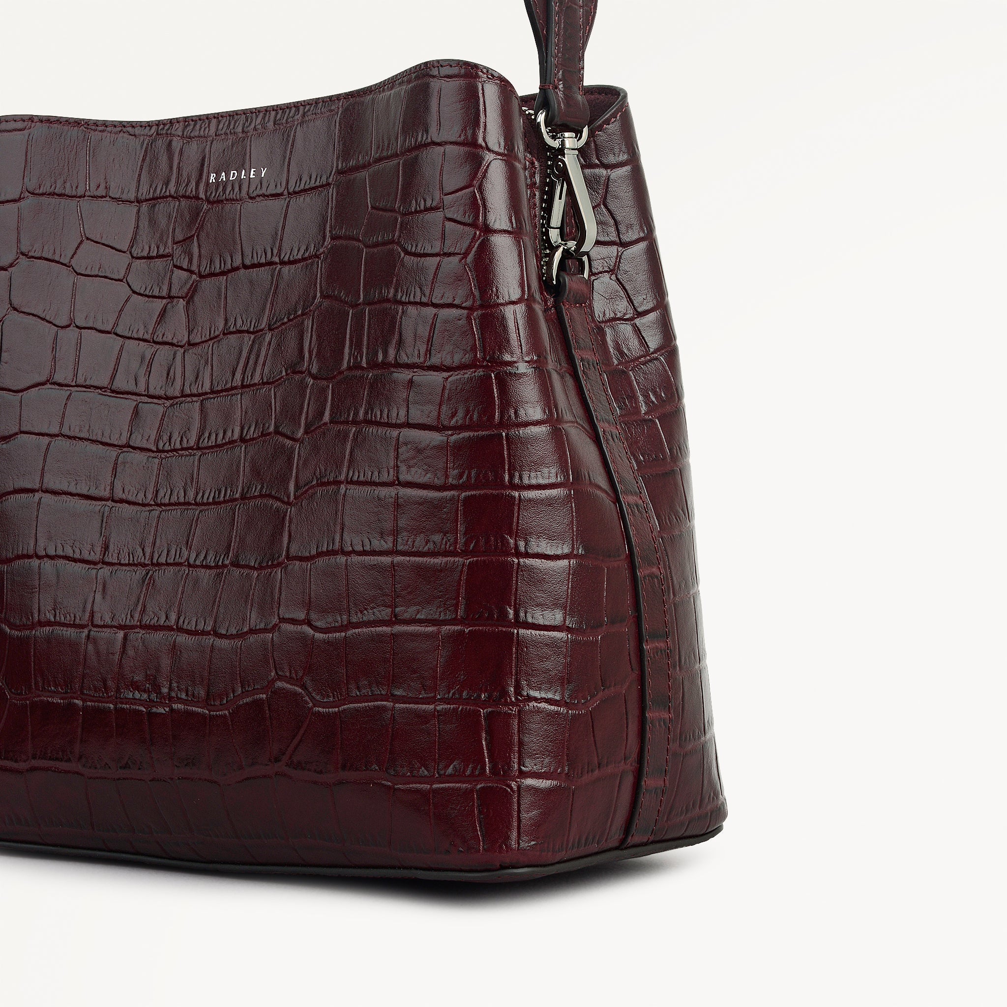 Dukes Place - Faux Croc Medium Compartment Cross Body Dark Cherry - 113025