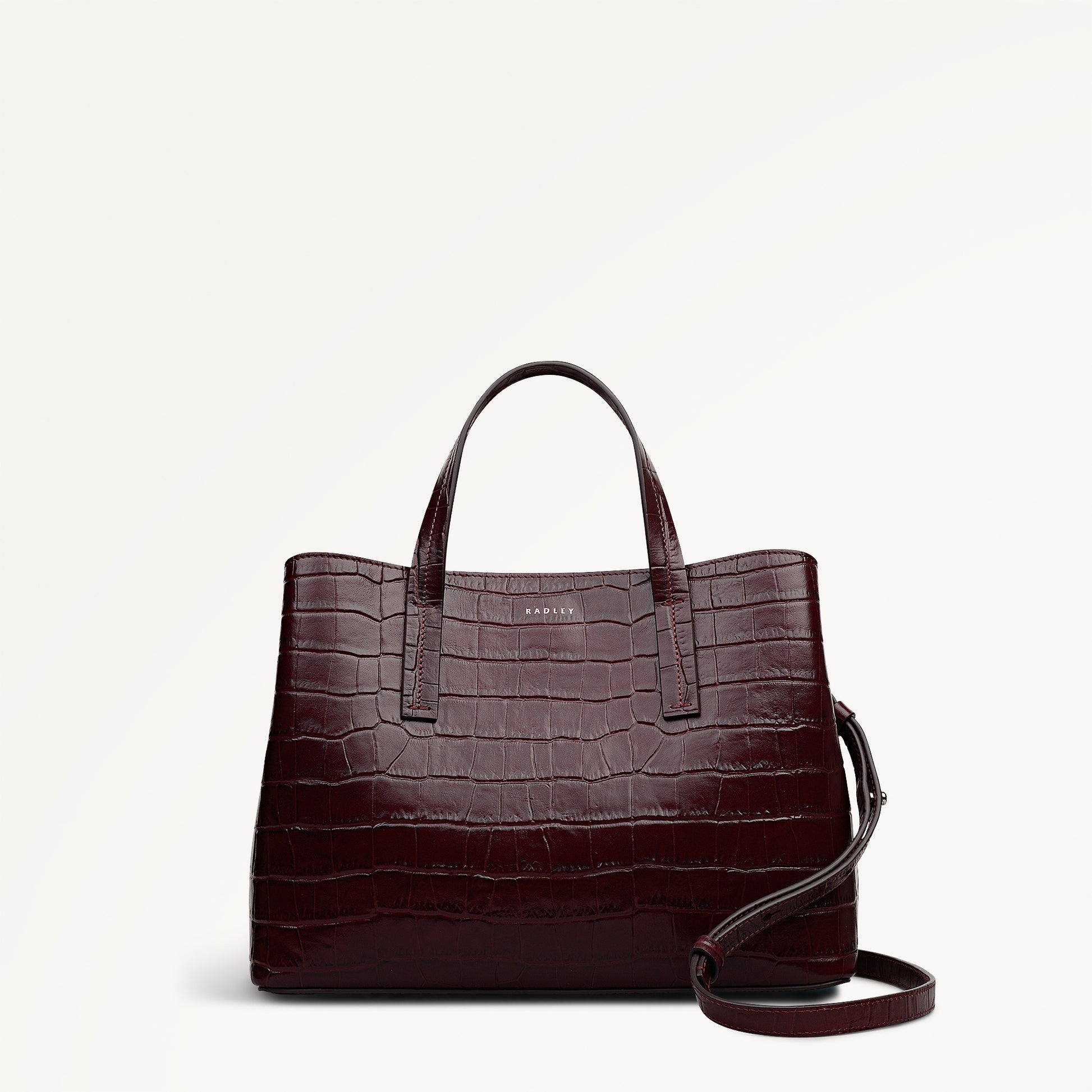 Dukes Place - Faux Croc Medium Ziptop Satchel Dark Cherry - 113026