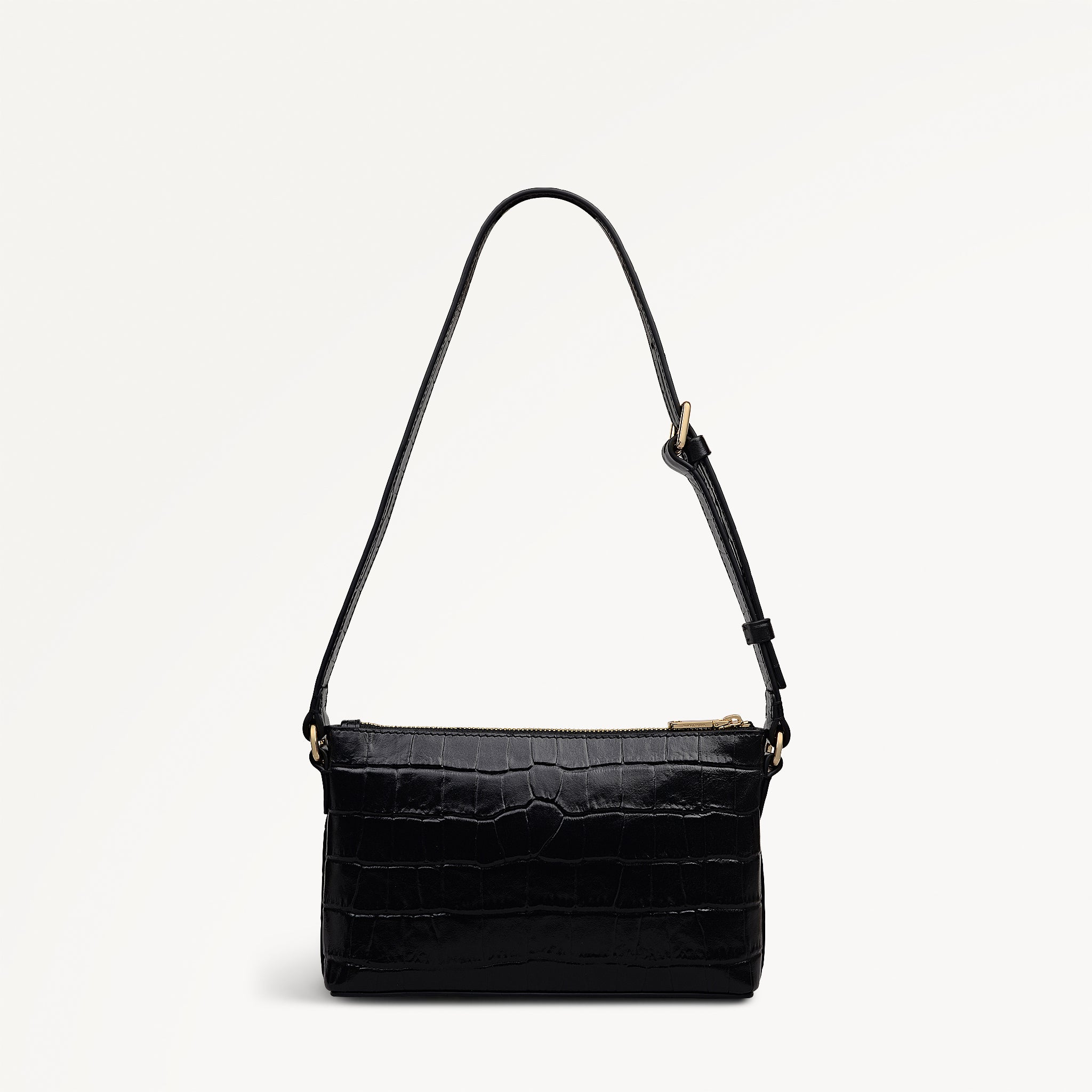 Pockets - Faux Croc Mini Ziptop EW Shoulder Black - 113027