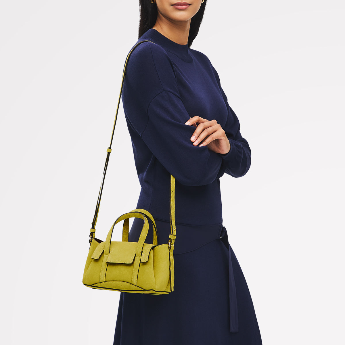 The Chancery - Suede Small Flapover Satchel Limoncello - 113036