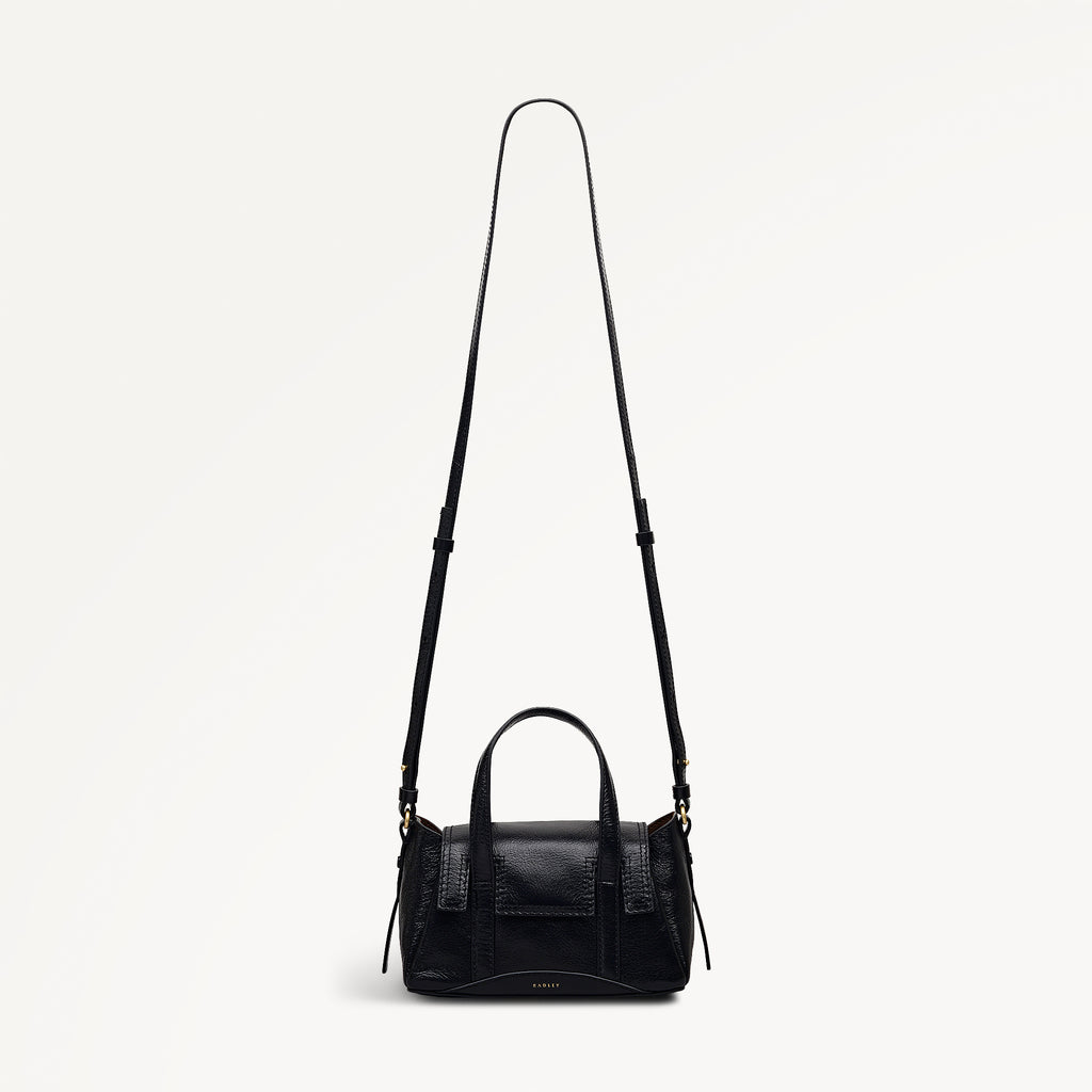 The Chancery - High Shine Small Flapover Satchel Black - 113037