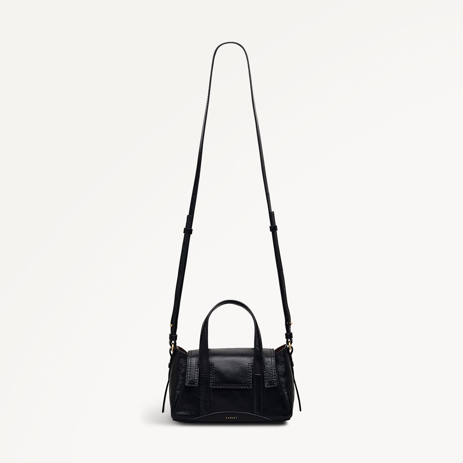 The Chancery - High Shine Small Flapover Satchel Black - 113037