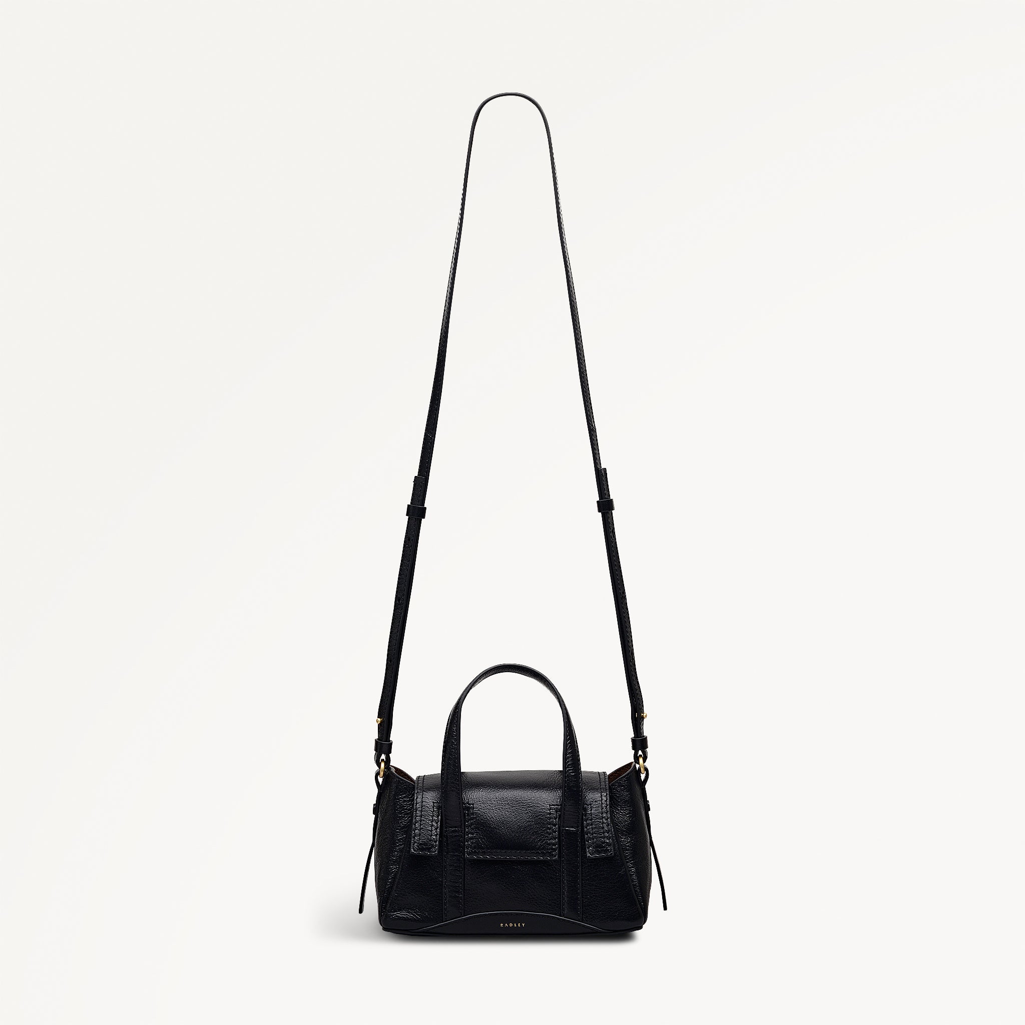 The Chancery - High Shine Small Flapover Satchel Black - 113037