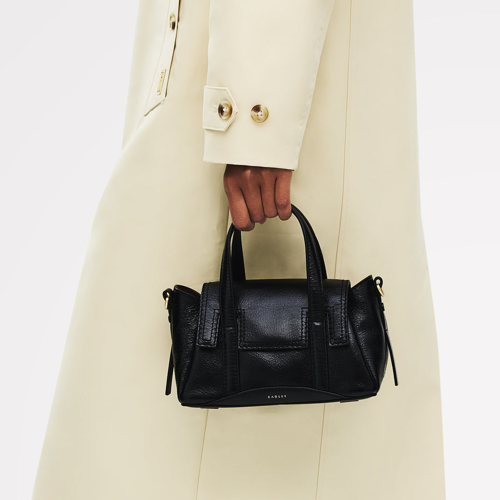 The Chancery - High Shine Small Flapover Satchel Black - 113037