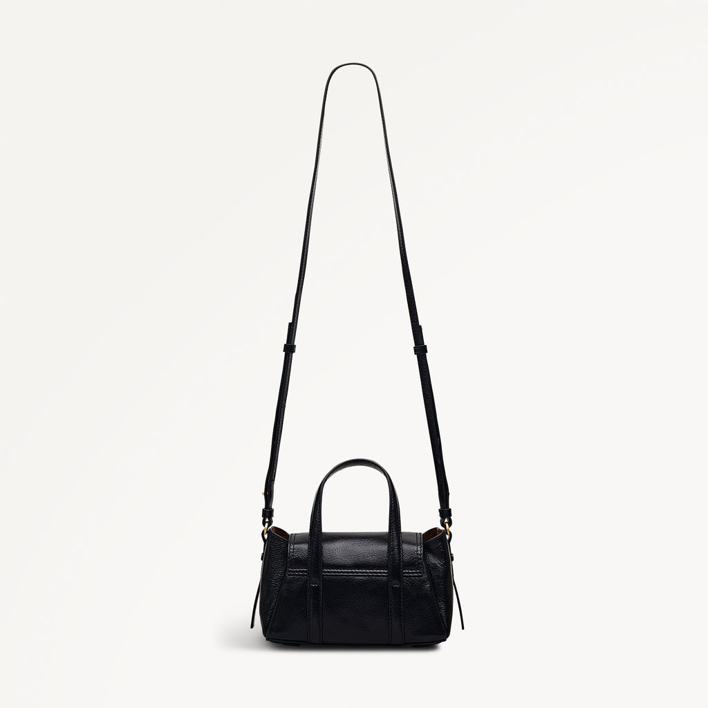 The Chancery - High Shine Small Flapover Satchel Black - 113037