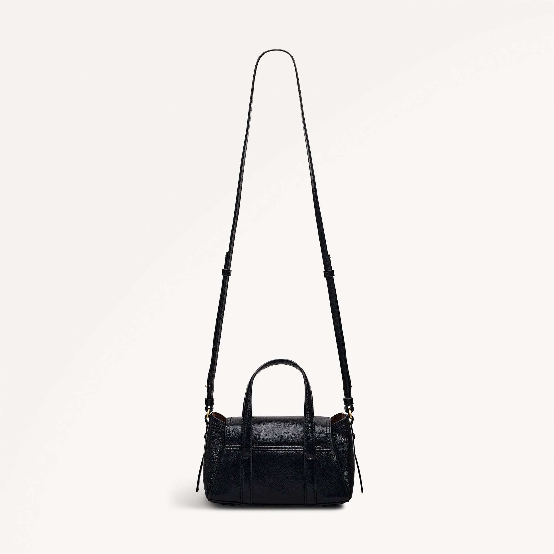 The Chancery - High Shine Small Flapover Satchel Black - 113037