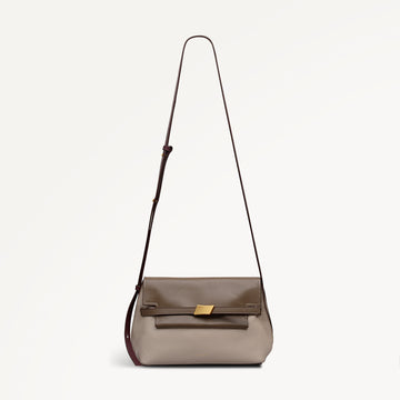 The Christina - Colourblock Small Flapover Cross Body Porcini - 113042