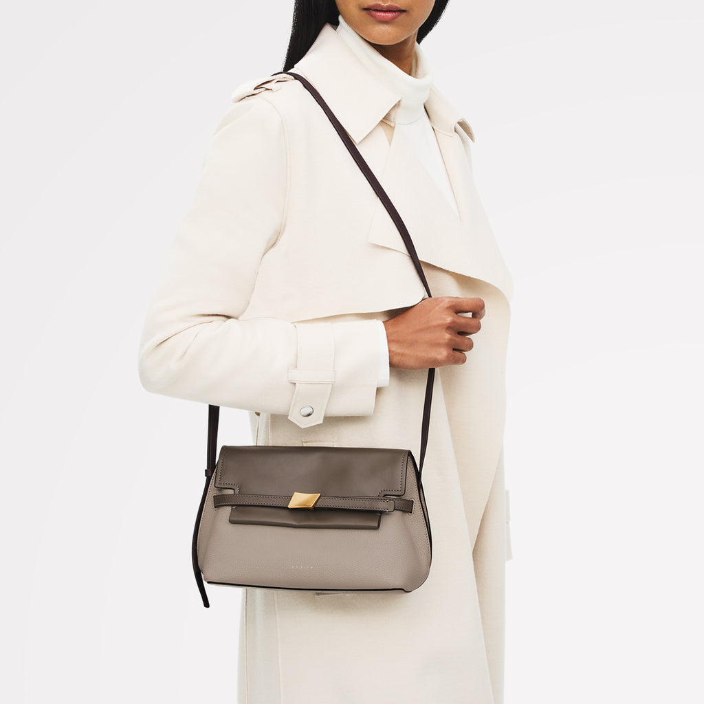 The Christina - Colourblock Small Flapover Cross Body Porcini - 113042