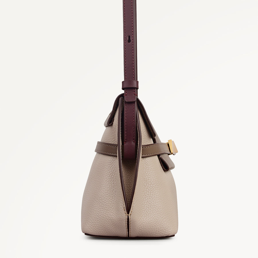 The Christina - Colourblock Small Flapover Cross Body Porcini - 113042