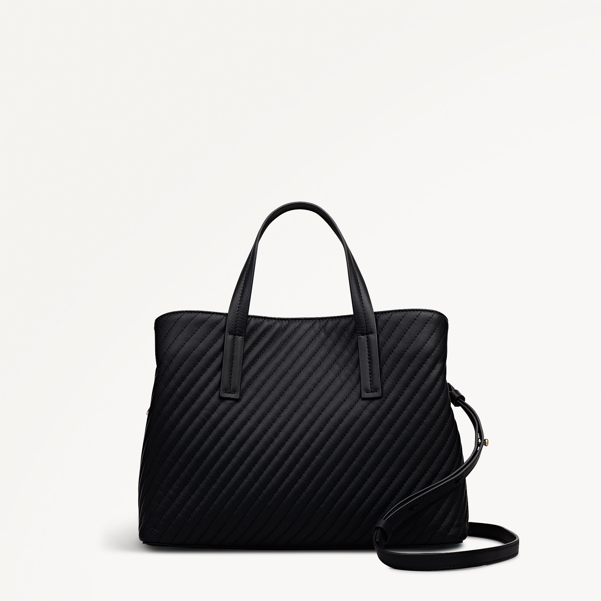 Dukes Place - Diagonal Quilt Medium Ziptop Satchel Black - 113063
