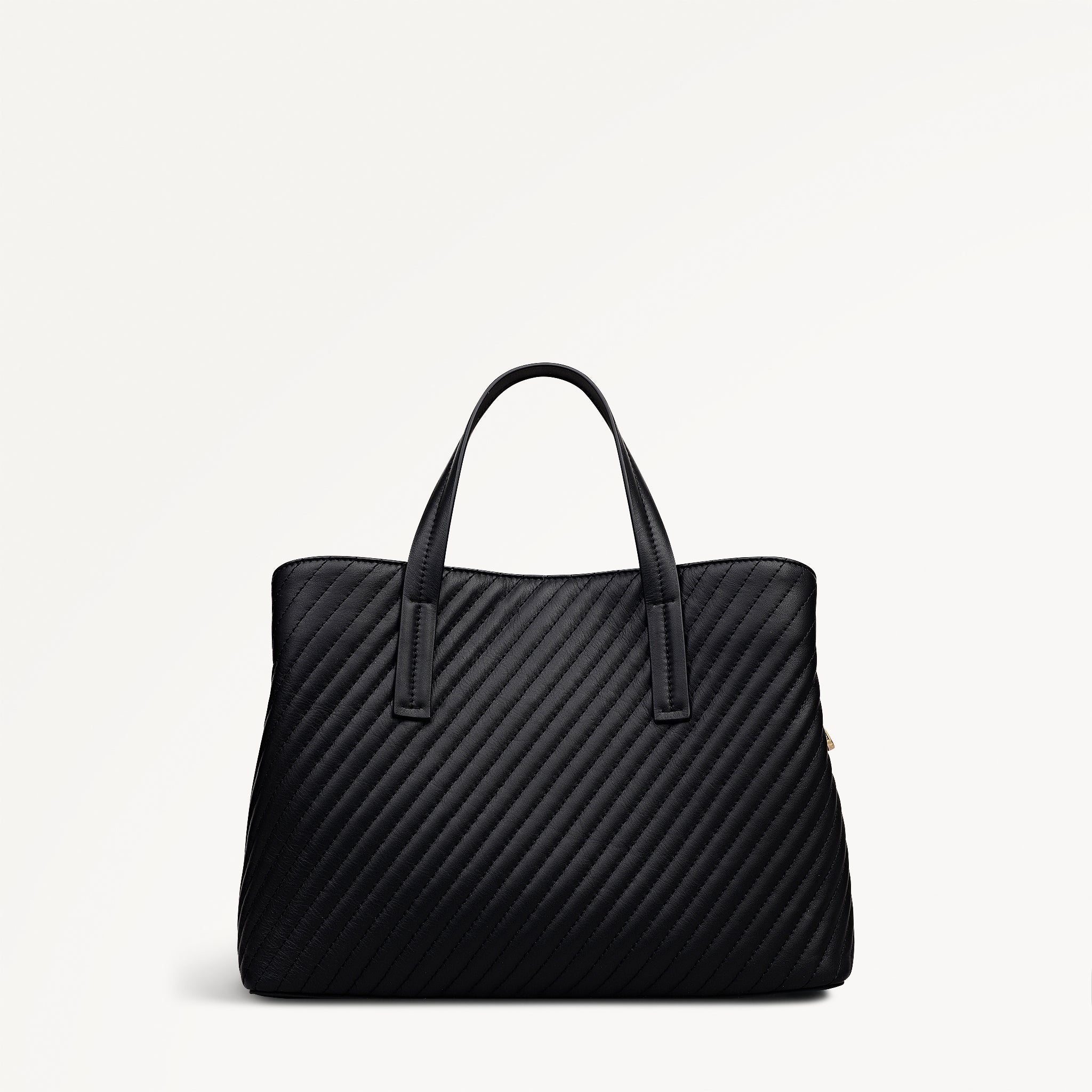 Dukes Place - Diagonal Quilt Medium Ziptop Satchel Black - 113063