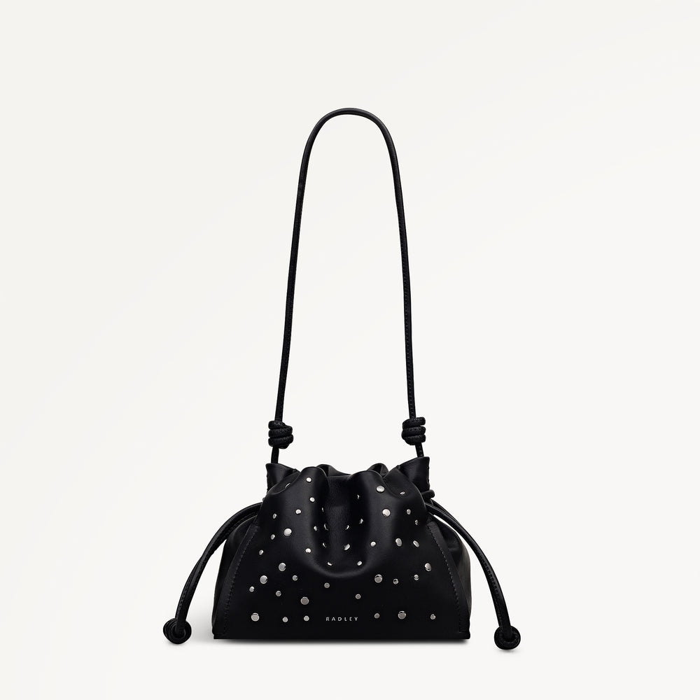 The Roxburgh - Stud Small Drawstring Shoulder Black - 113068