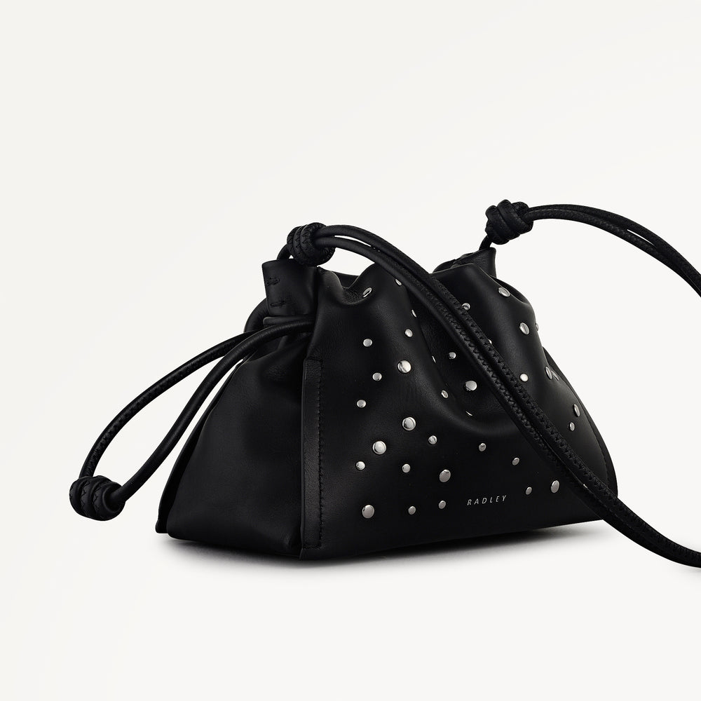 The Roxburgh - Stud Small Drawstring Shoulder Black - 113068