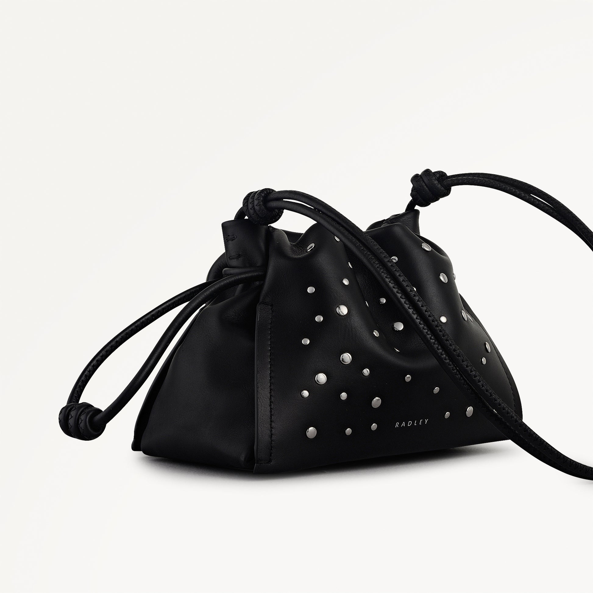The Roxburgh - Stud Small Drawstring Cross Body Black - 113068