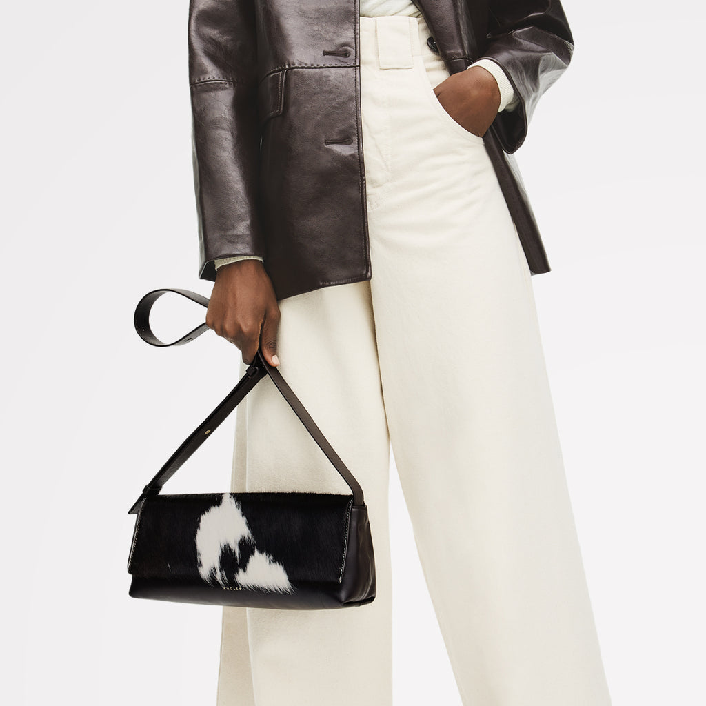 The Annabel - Cow Hide Medium Flapover Shoulder Dark Oak - 113071