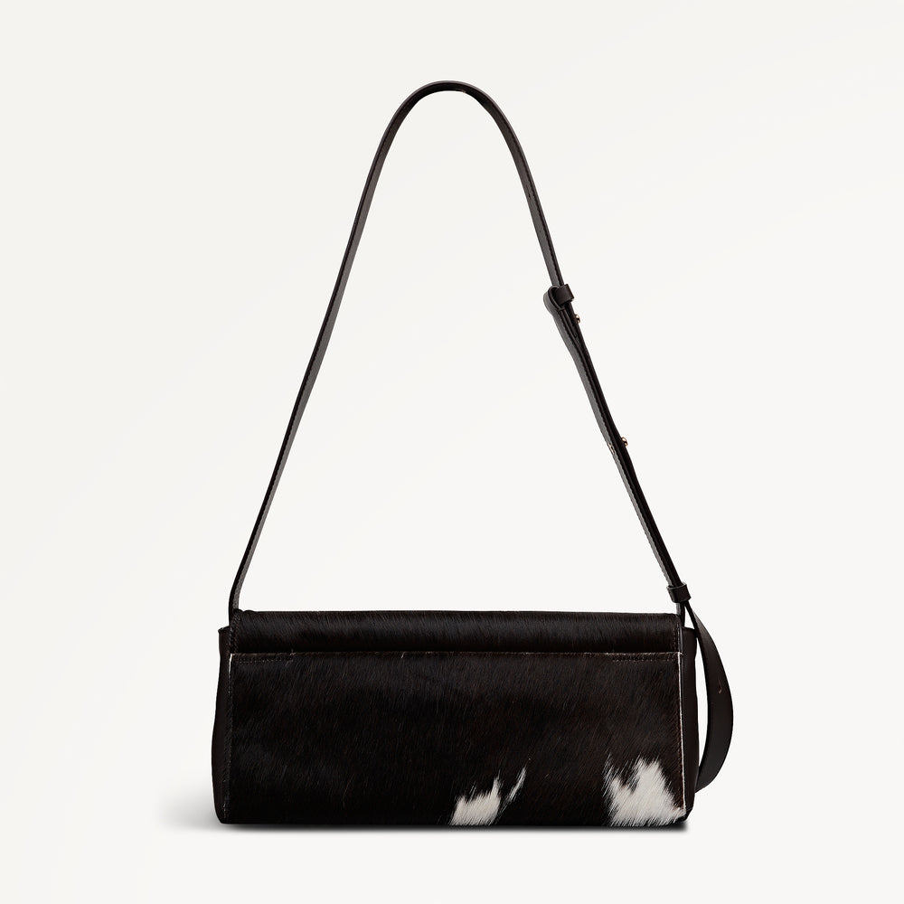 The Annabel - Cow Hide Medium Flapover Shoulder Dark Oak - 113071