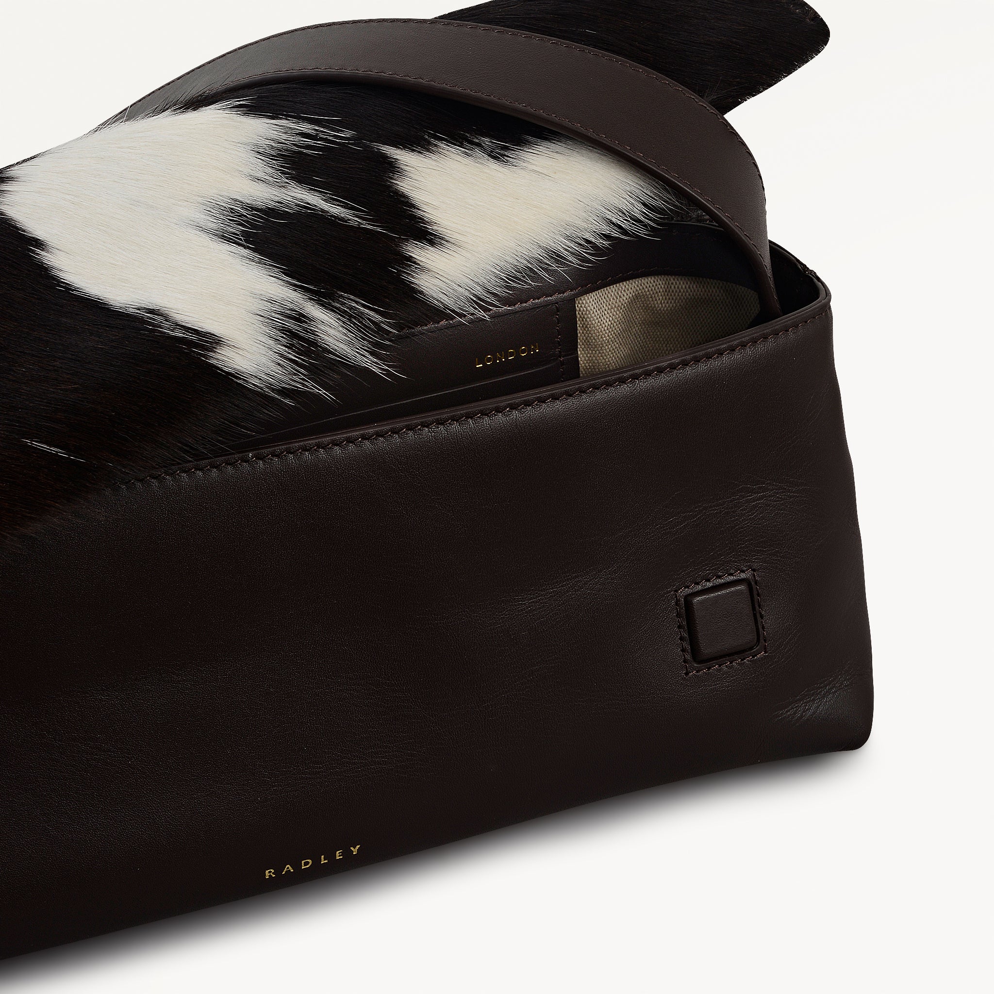 The Annabel - Cow Hide Medium Flapover Shoulder Dark Oak - 113071