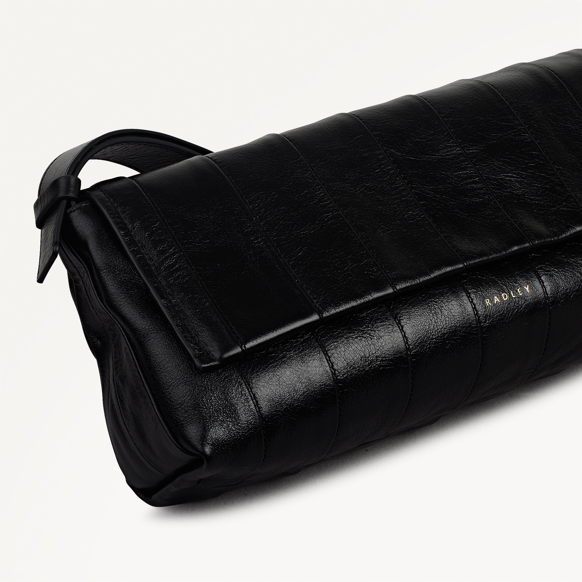 The Annabel - Stripe Medium Flapover Shoulder Black - 113072